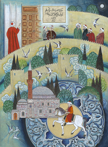 Pir Ahmed Paşa camii 1082 de Evliya Çelebinin duvarına yazı yazışı